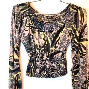 Max Rave Crepe Animal Print Blouse S